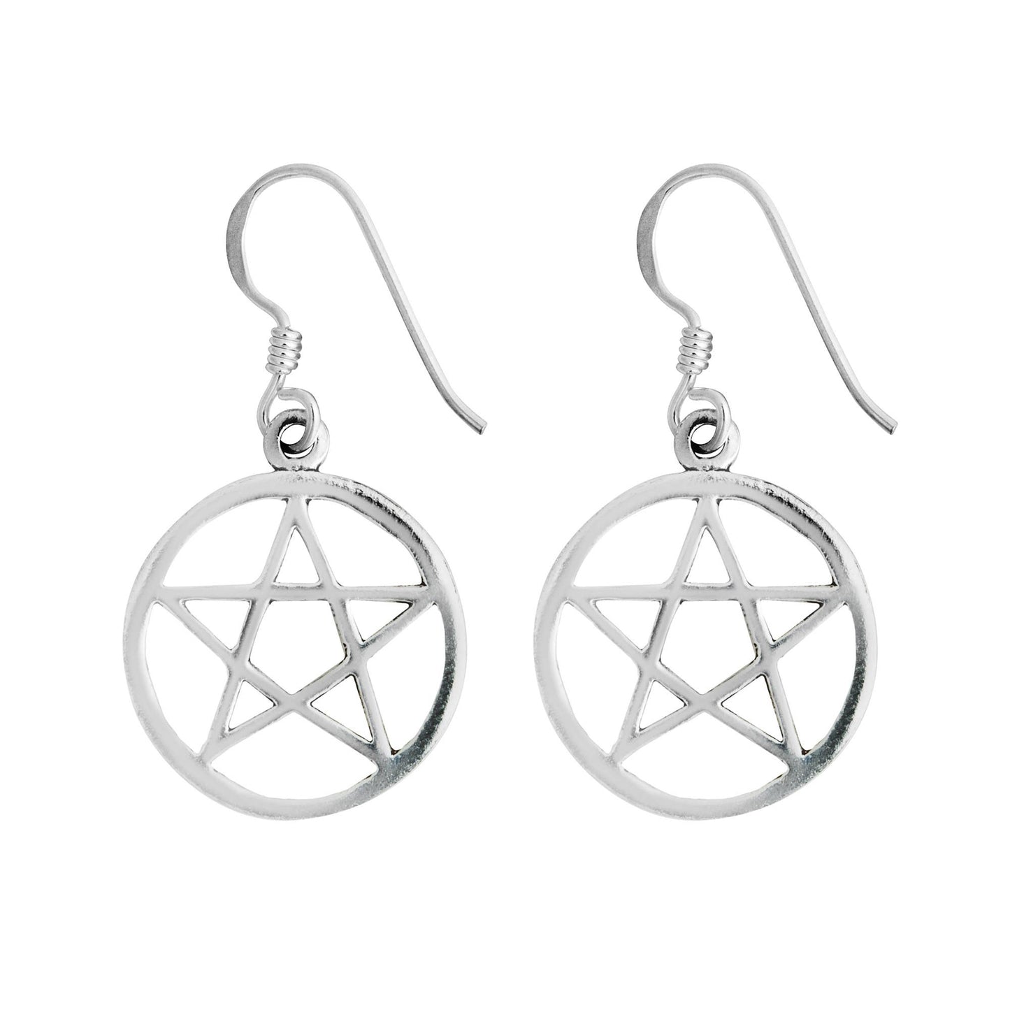 925 Sterling Silver Pentagram Earrings