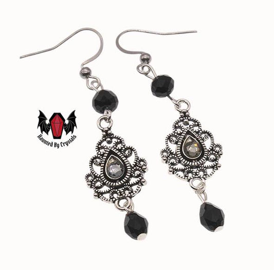 Gothic Filigree Crystal Earrings