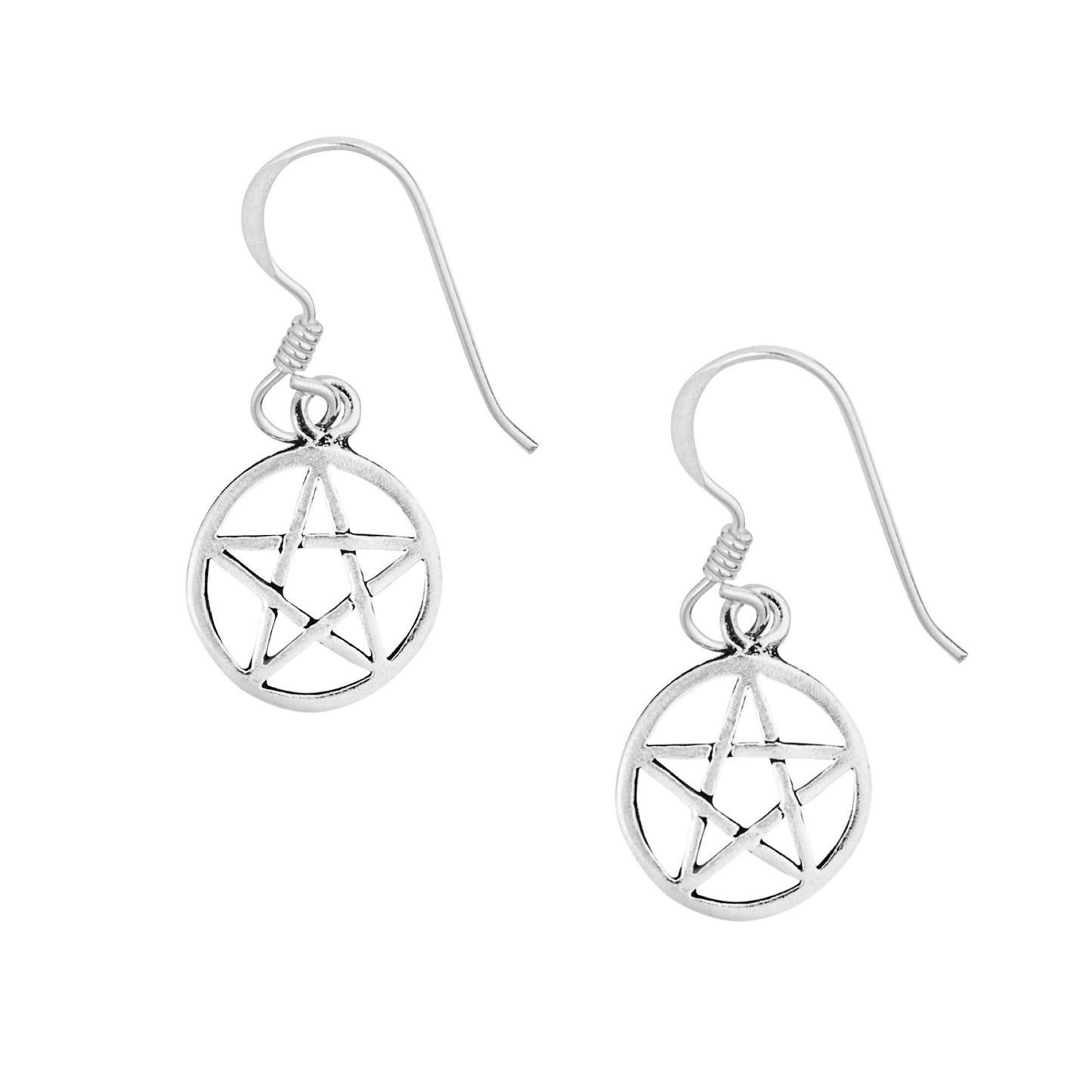 Dainty Silver Pentagram Earrings 925 Sterling Silver