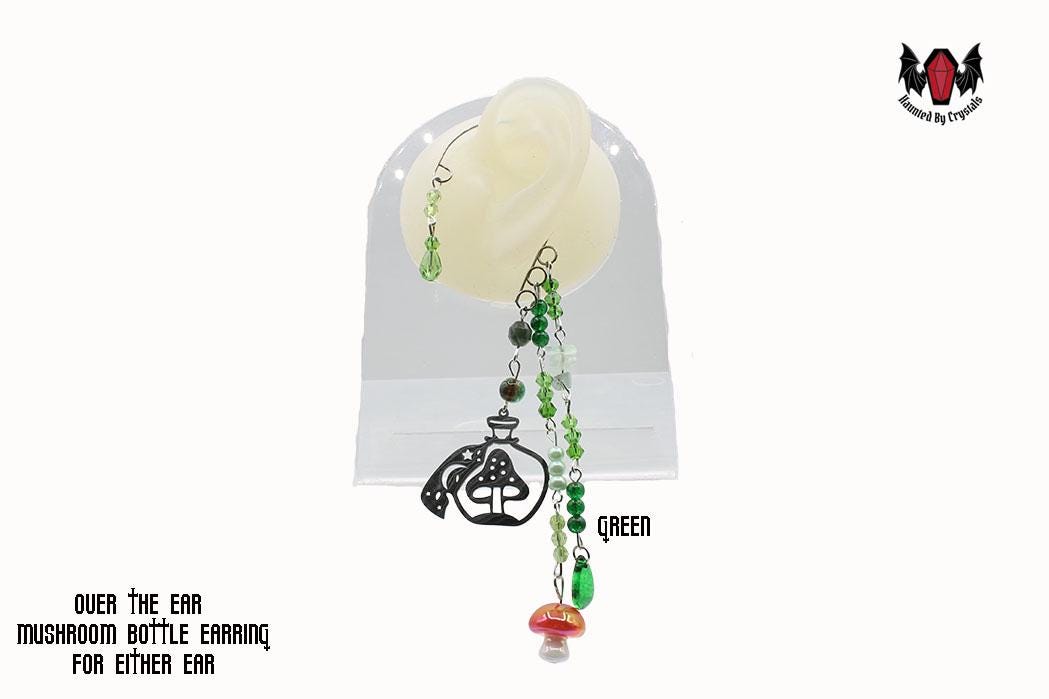 Gothic Mushroom Bottle Over Ear Earring