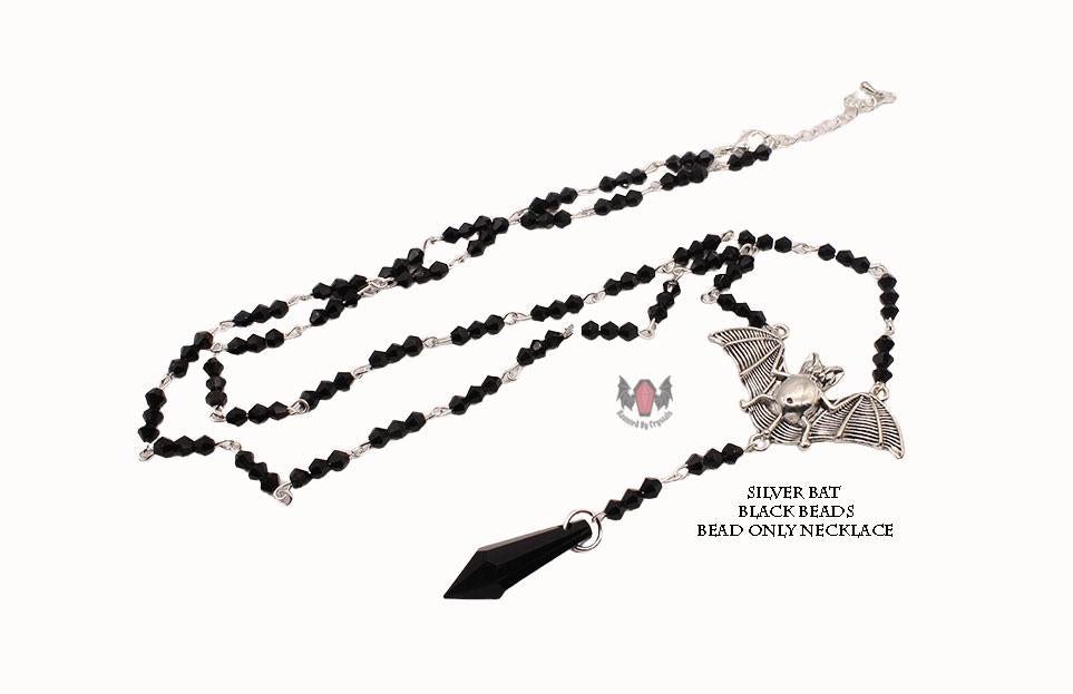Vampire Bat Gothic Beaded Long Rosary Necklace