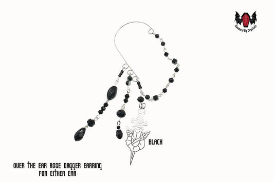 Gothic Rose Dagger Over Ear Earring