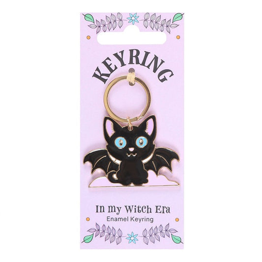 In My Witch Era Bat Cat and Moon Enamel Keyring