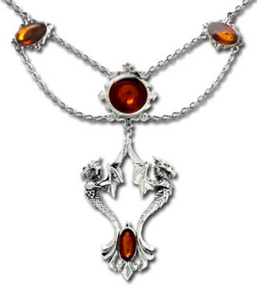 Amber Dragon Necklace P509 Alchemy Gothic 2004