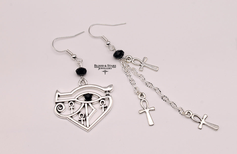 Eye Of Horus Ankh Mismatched Earrings