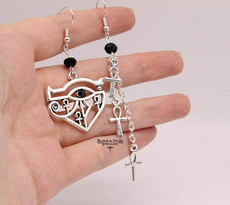 Eye Of Horus Ankh Mismatched Earrings