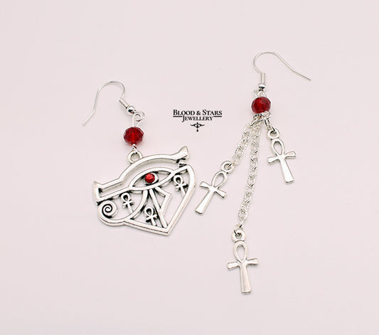 Eye Of Horus Ankh Mismatched Earrings