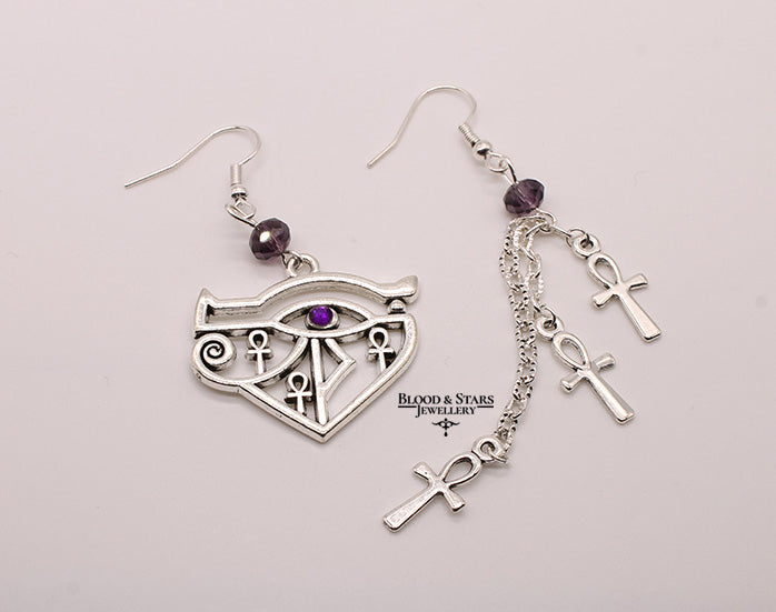 Eye Of Horus Ankh Mismatched Earrings