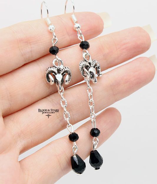 Gothic Baphomet Long Earrings