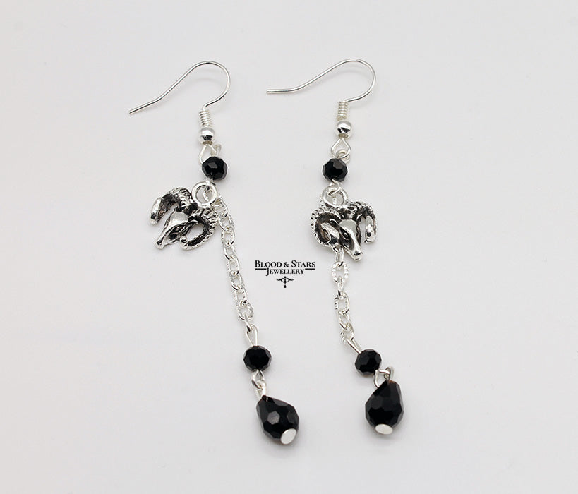 Gothic Baphomet Long Earrings