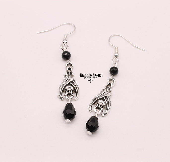 Gothic Hanging Vampire Bat Earrings