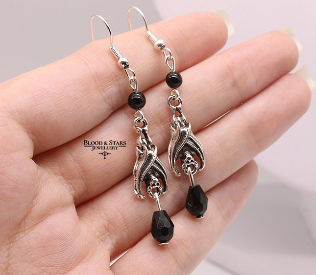 Gothic Hanging Vampire Bat Earrings