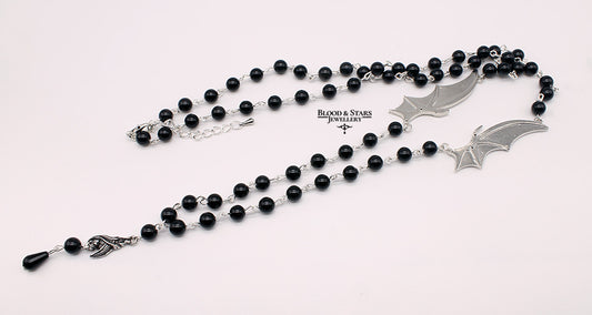 Bat Wing Long Rosary Necklace