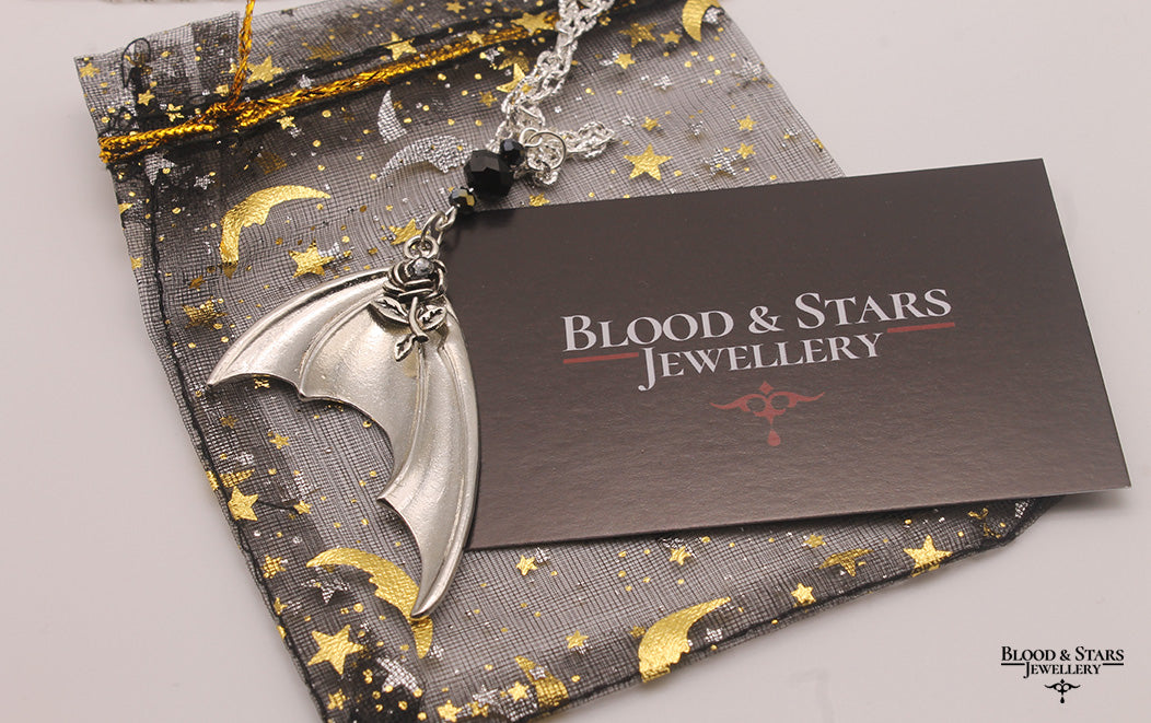 Vampire Bat Wing Gothic Rose Necklace