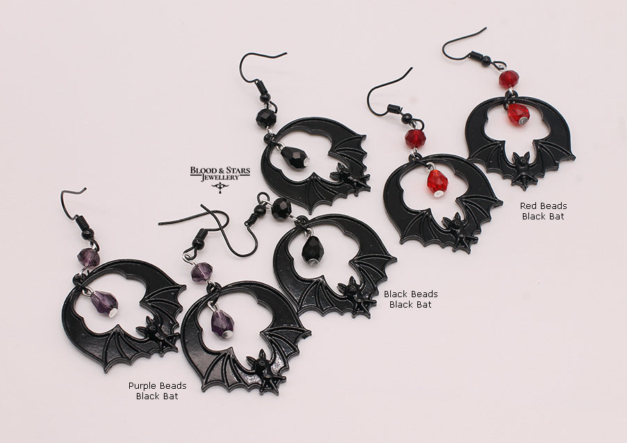 Round Bat Earrings
