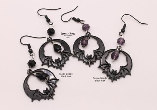 Mini Round Bat Earrings