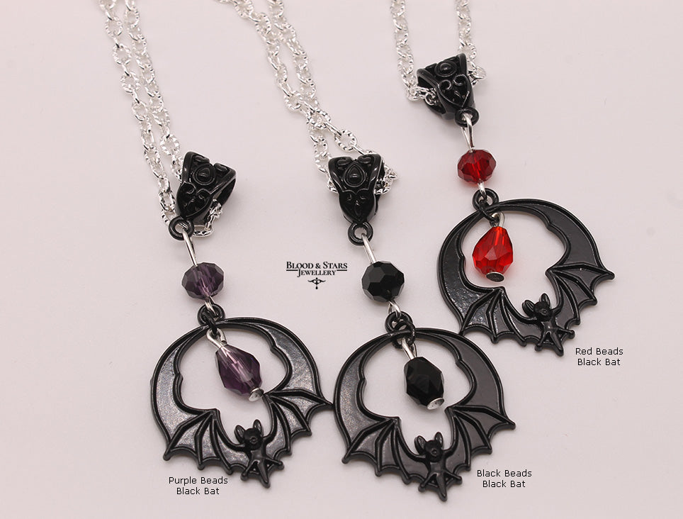 Mini Round Bat Pendant Necklace