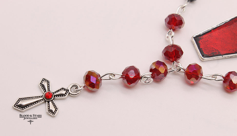 Cross Coffin Beaded Two Layered Necklace