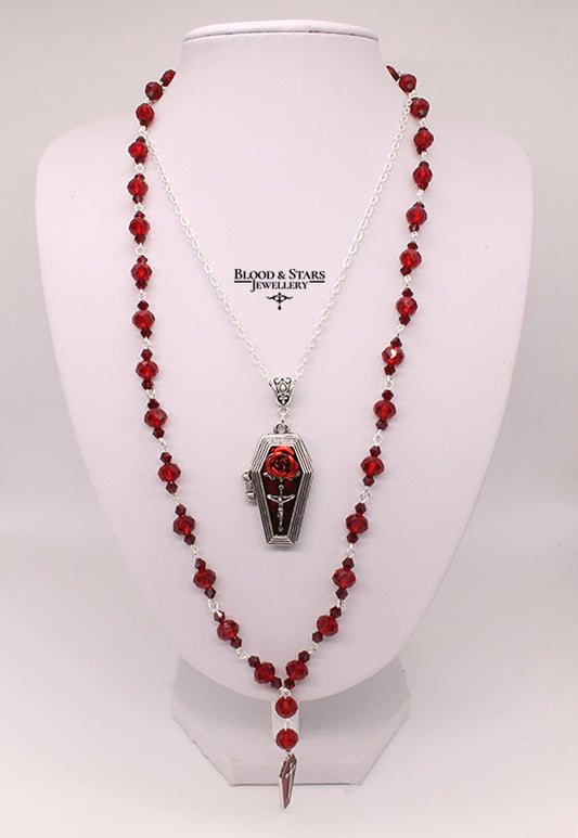 Rose Coffin Beaded Two Layered Necklace