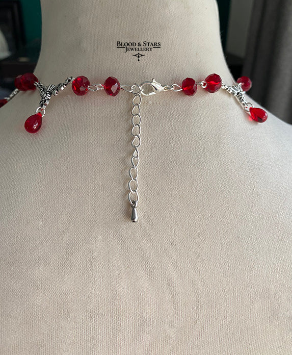 Ornate Cross Red Gothic Necklace
