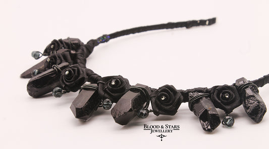 Gothic Crystal Crown Rose Headband