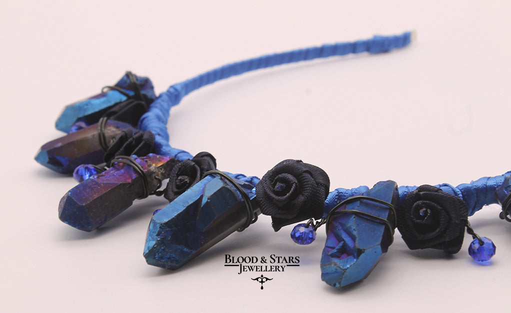 Gothic Crystal Crown Rose Headband