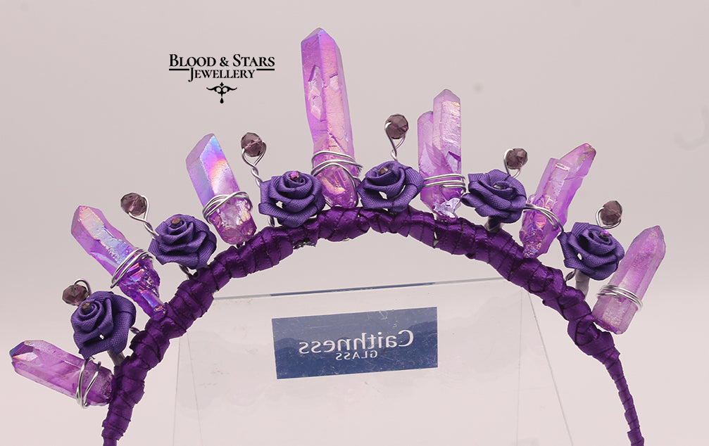 Gothic Crystal Crown Rose Headband