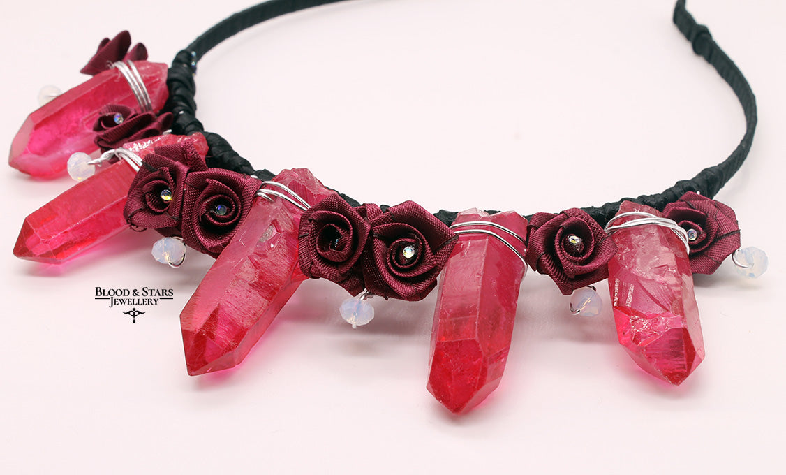 Gothic Crystal Crown Rose Headband
