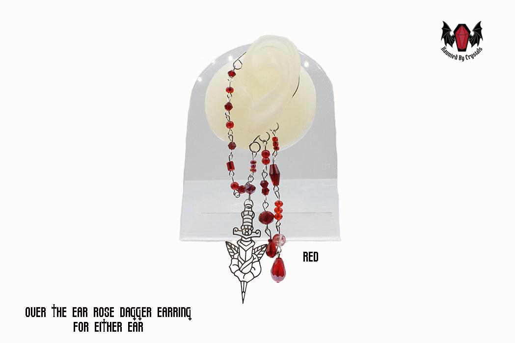 Gothic Rose Dagger Over Ear Earring