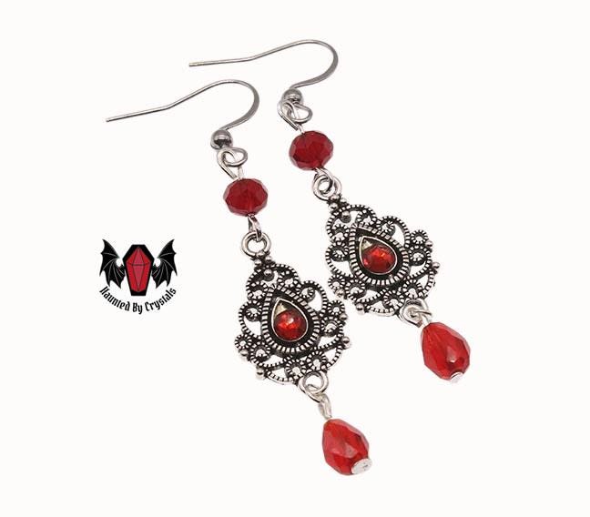 Gothic Filigree Crystal Earrings