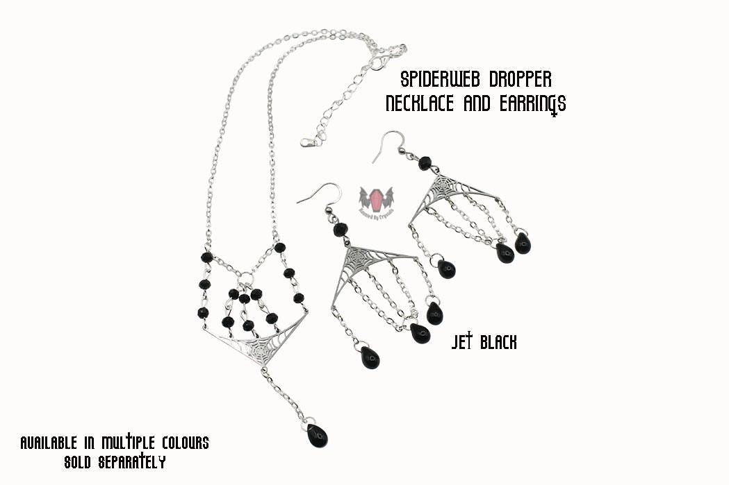 Gothic Spiderweb Dropper Necklace