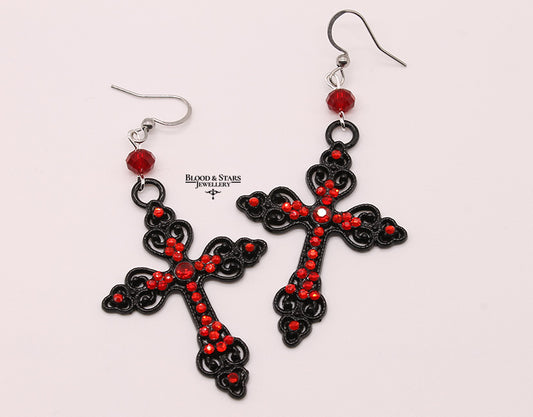 Gothic Large Cross Earrings