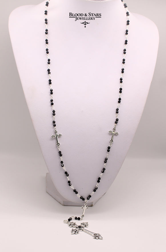 Long Cross Connector Rosary Necklace