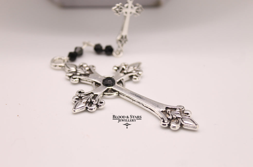 Long Cross Connector Rosary Necklace