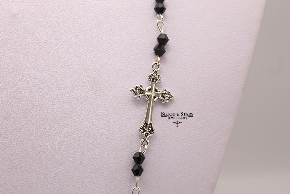 Long Cross Connector Rosary Necklace