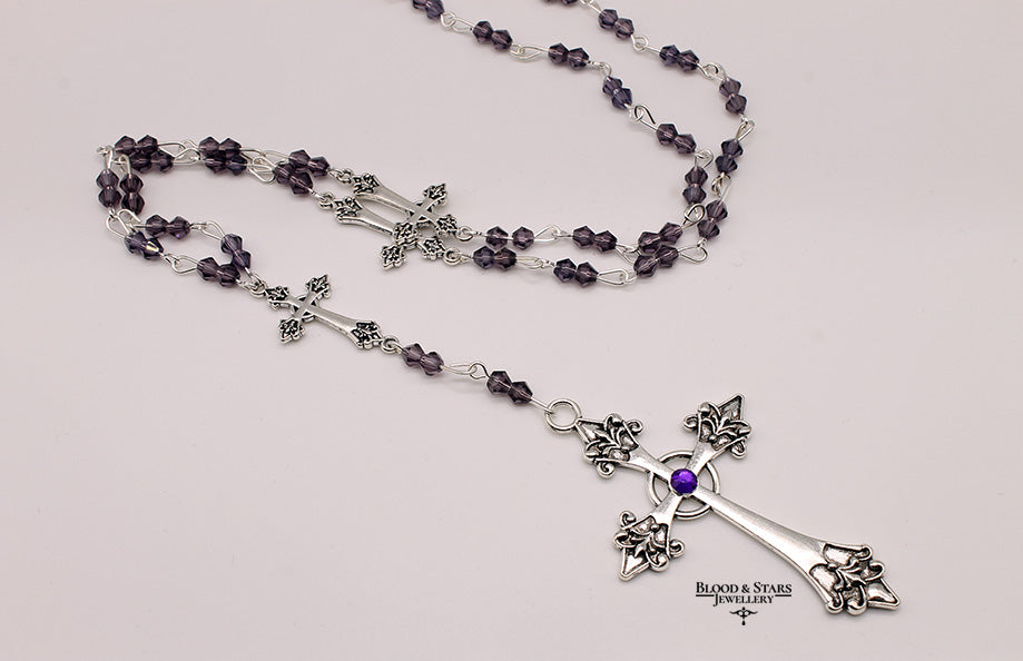 Long Cross Connector Rosary Necklace