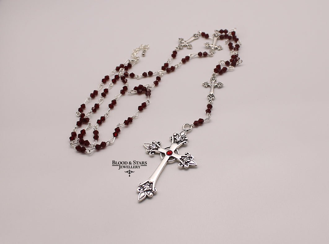 Long Cross Connector Rosary Necklace
