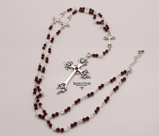 Long Cross Connector Rosary Necklace