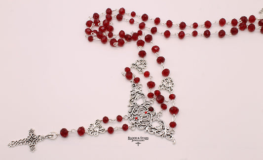 Gothic Filigree Rosary Cross Necklace