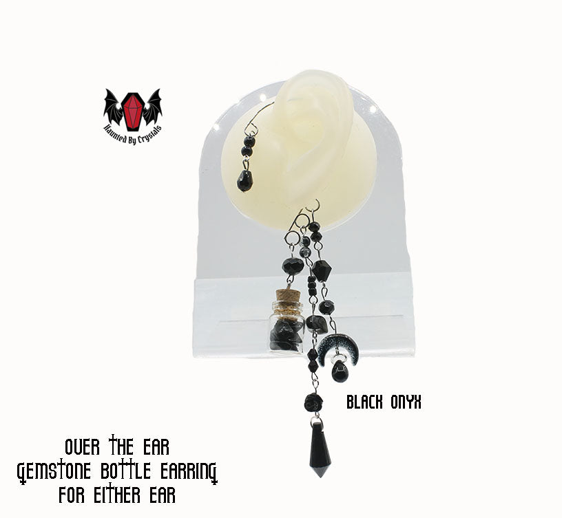 Gothic Over Ear Gem Bottle Mini Earring (Red, Black, Yellow, Purple, Grey, Multi)