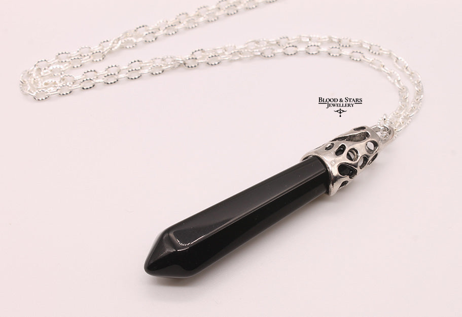 Imitation Amethyst Onyx Gemstone Pendant Necklace