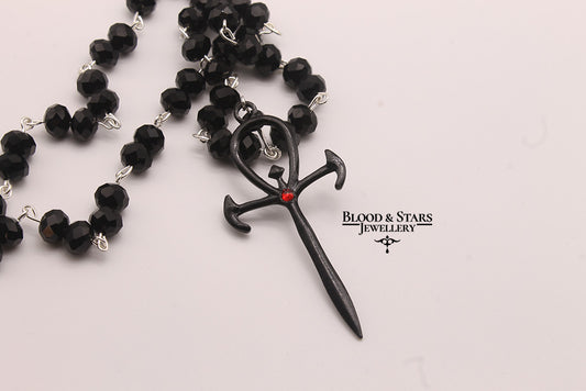 Vampire Ankh Beaded Necklace