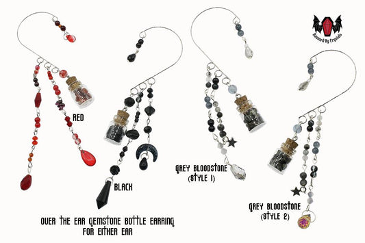 Gothic Over Ear Gem Bottle Mini Earring (Red, Black, Yellow, Purple, Grey, Multi)