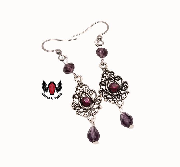 Gothic Filigree Crystal Earrings
