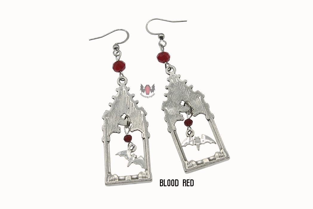 Gothic Cathedral Frame Bat Earrings