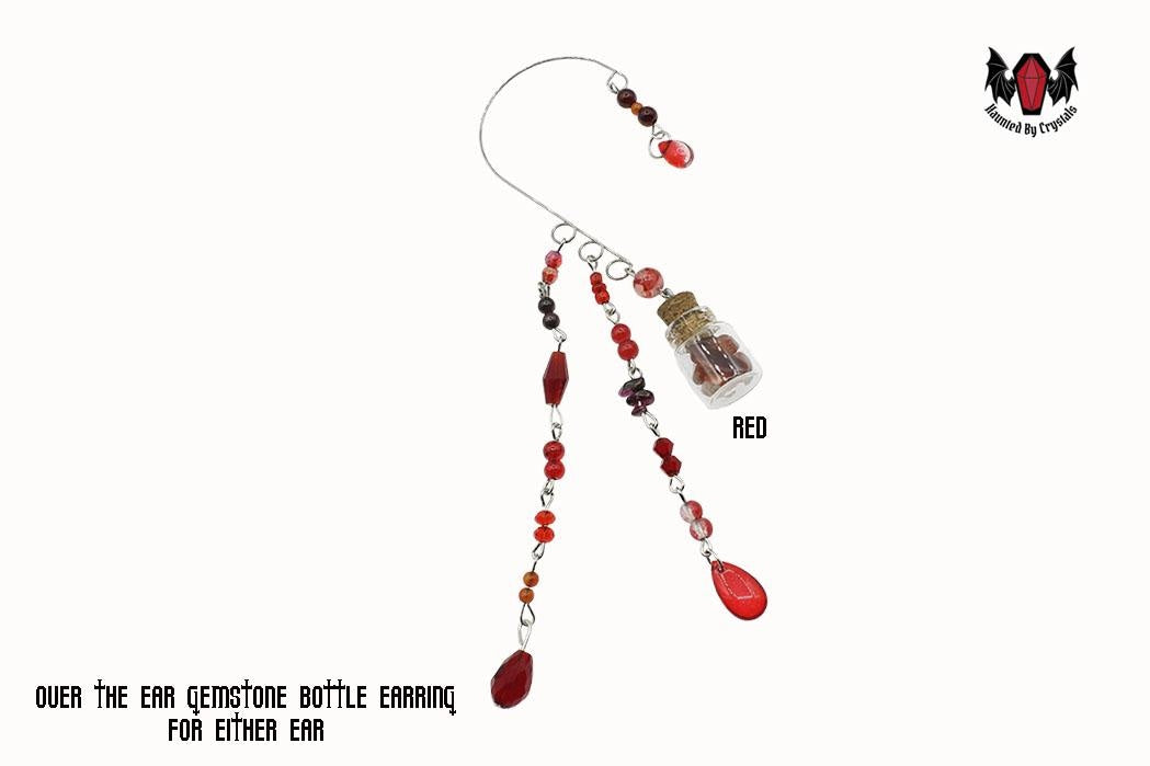 Gothic Over Ear Gem Bottle Mini Earring (Red, Black, Yellow, Purple, Grey, Multi)