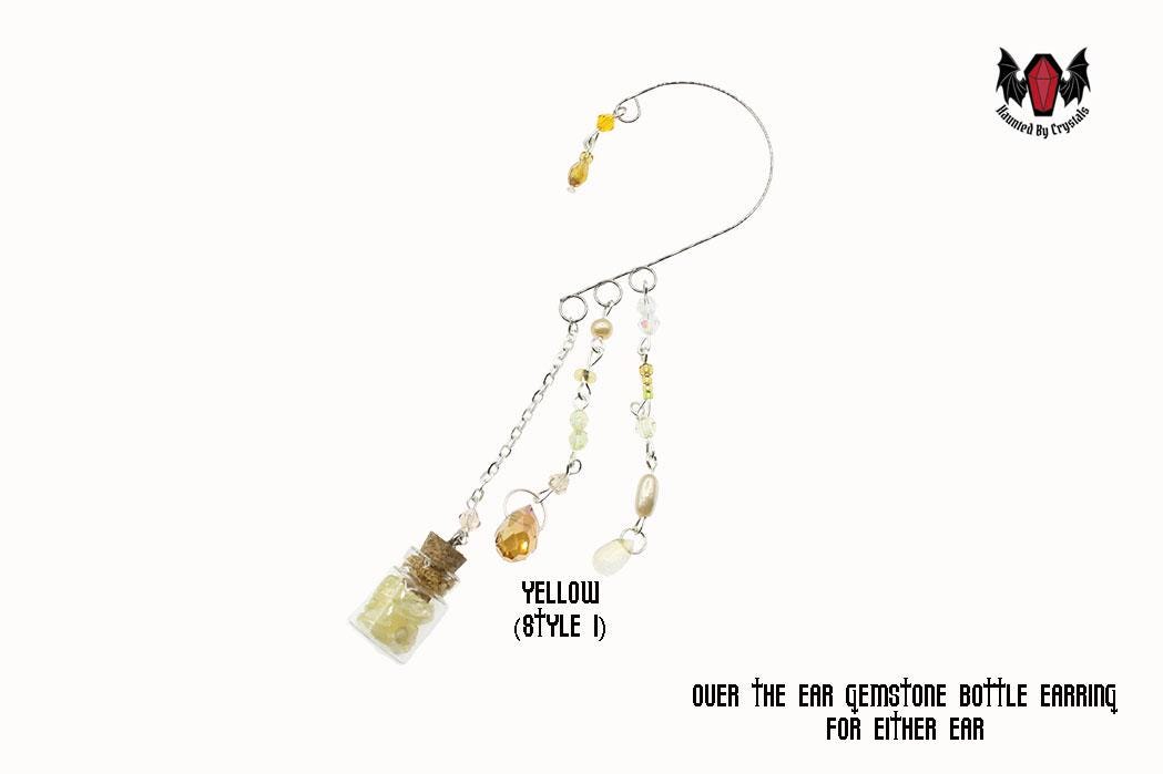 Gothic Over Ear Gem Bottle Mini Earring (Red, Black, Yellow, Purple, Grey, Multi)