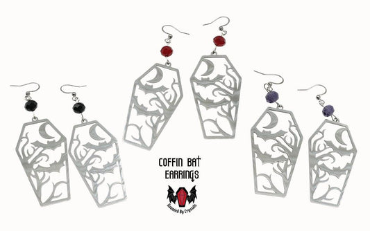 Gothic Coffin Bat Earrings