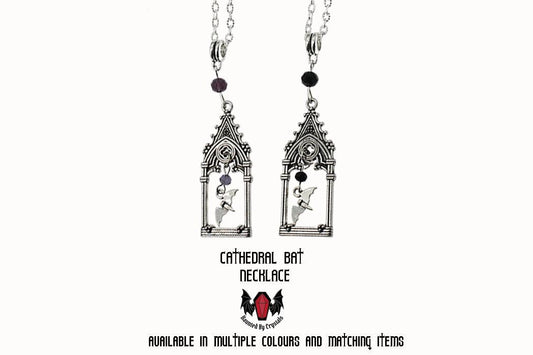 Gothic Cathedral Frame Bat Necklace