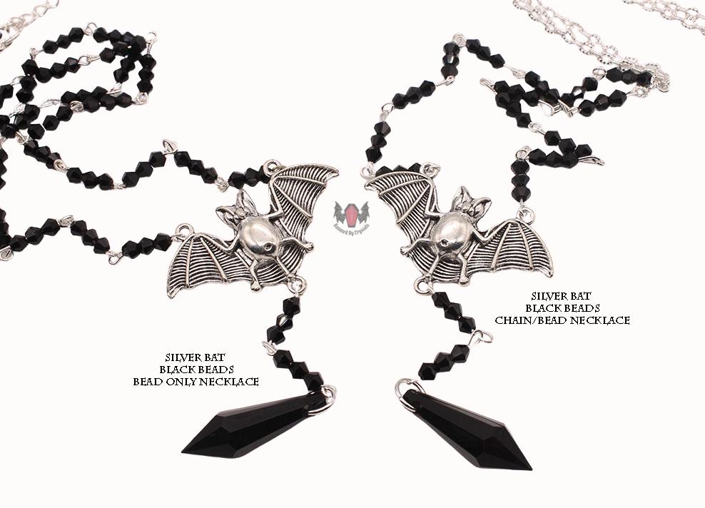 Vampire Bat Gothic Beaded Long Rosary Necklace